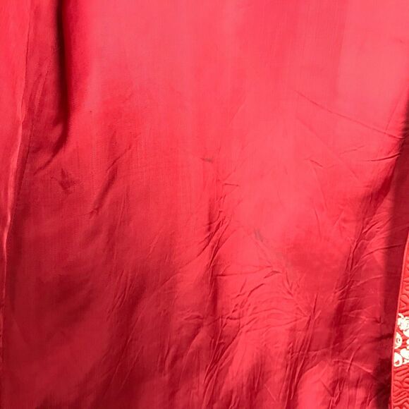 Vintage Womens Blazer Size M/L Red Gold Asian Style Quilted Accents Sateen - Picture 2 of 12